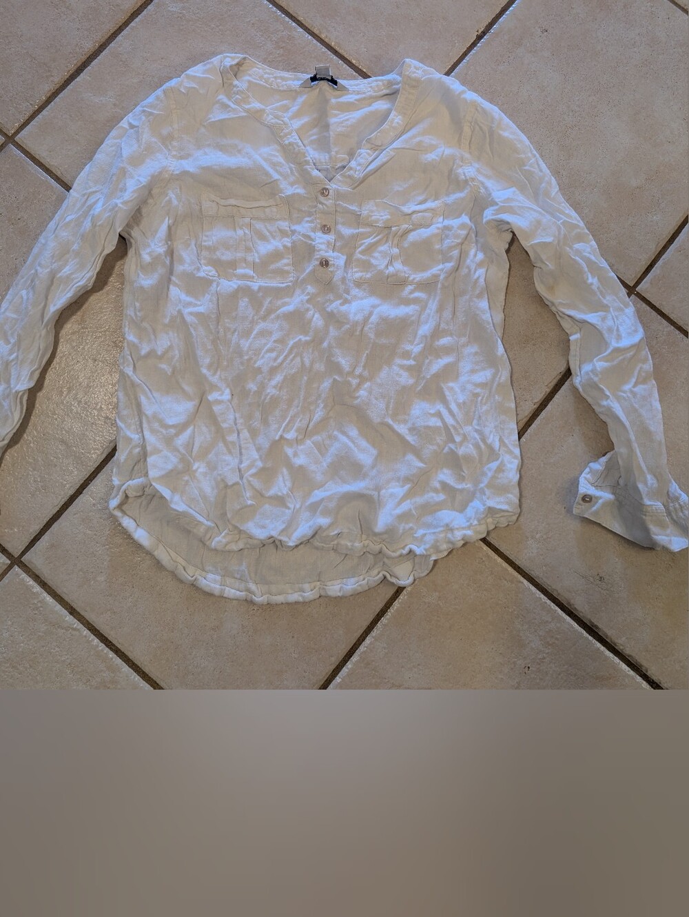 croft & barrow White Lightweight Button-Front Henley